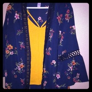 Lightweight blue cardigan/tank top